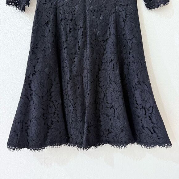 Eliza J Women's 6 Black Lace Outlay Tulip Mini Dress 3/4 Sleeves Sheer - Picture 10 of 16